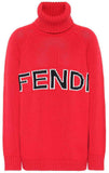 Turtle Neck Logo Sweater in Red