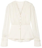 Paneled Silk-Chiffon and Cady Blouse