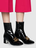 Patent Leather Ankle Boots with Double G