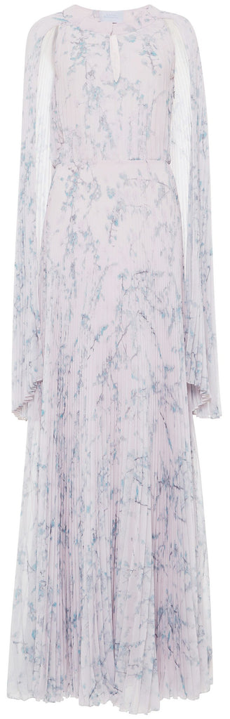Printed Plisse Cape Dress
