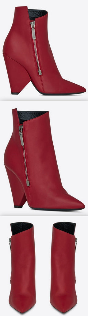 Niki Wedge Bootie in Leather - Red