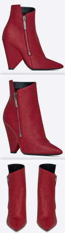 Niki Wedge Bootie in Leather - Red