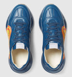 Rhyton Print Leather Sneakers, Blue
