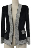 Black Velvet Rhinestones-Embellished Blazer