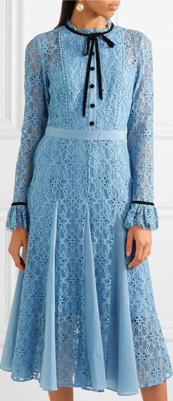 'Eclipse' Corded Lace Midi Dress, Blue