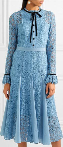 'Eclipse' Corded Lace Midi Dress, Blue