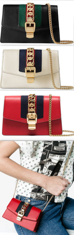 Sylvie Leather Mini Chain Bag - Black, White, Red