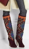 'Vicky' Suede & Velvet Knee Boots - DESIGNER INSPIRED FASHIONS