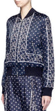 Foulard Printed Satin Bomber Jacket in Deep Blue - DESIGNER INSPIRED FASHIONS