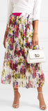 Pleated Printed Chiffon Midi Skirt