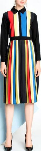 Multi Colored Striped Midi Dress