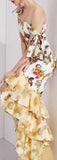 Printed Gown with Tiered Tulle Hem | DESIGNER INSPIRED FASHIONS