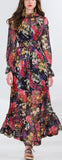 Smocked Floral Print Maxi Dress
