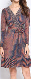 Wavy Print Wrap Dress