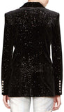 Double-Breasted Star-Glitter Velvet Blazer