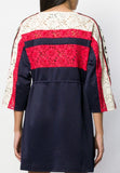 Short GG Embroidered Patch Striped Dress | DESIGNER INSPIRED FASHIONS