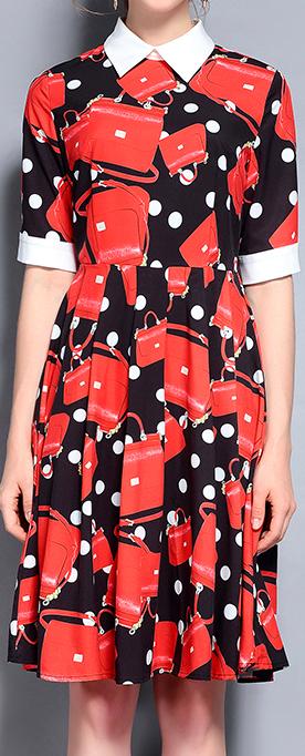 Handbag Print Fit and Flare Dress