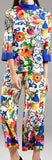 Majolica Print Top and Wide-Leg Cropped Pant Set