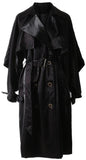 Shimmering-Effect Trench Coat - Blue or Black