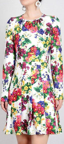 Floral Print Long-Sleeve Mini Dress