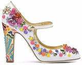 Embellished Closed-Toe White Pump - DESIGNER INSPIRED FASHIONS