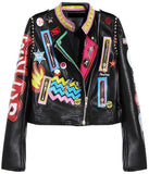 Embellished 'Rock Group' Faux Leather Jacket - DESIGNER INSPIRED FASHIONS