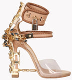 'Virginia' Embellished Sandals in Beige - DESIGNER INSPIRED FASHIONS