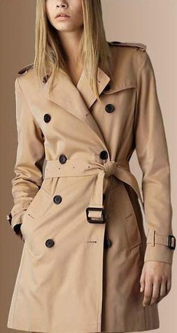 Double-Breasted Short Trench Coat in Apricot or Black - DESIGNER INSPIRED FASHIONS