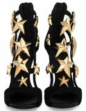 Star Embellished Black Sandals - DESIGNER INSPIRED FASHIONS