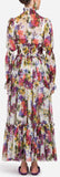 Floral-Printed Smocked Chiffon Gown