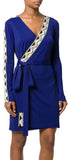 Blue Striped Detail Wrap Dress