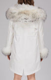 Fox Fur Lined Parka Coat - Pink, White, Blue