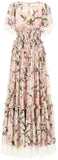 Lilly Printed Lace Trim Gown