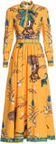 Safari Printed Dress with Neck-Tie