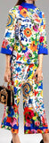 Majolica Print Top and Wide-Leg Cropped Pant Set