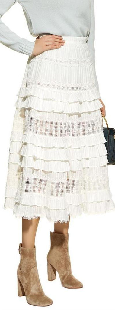 Corsair Layered Frill Skirt, White