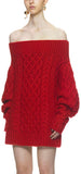 Off Shoulder Oversized Cable Knit Sweater