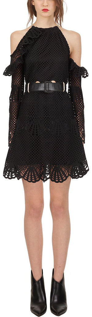 Waist Detail Crochet Mini Dress