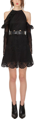 Waist Detail Crochet Mini Dress
