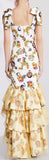 Printed Gown with Tiered Tulle Hem | DESIGNER INSPIRED FASHIONS