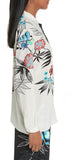 Bicolor Floral Print Silk Blouse