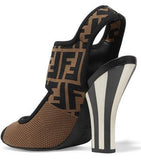 Logo-Jacquard Stretch-Mesh Sandals, Black and Brown