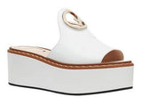 Logo Leather Wedge Sandals - Black or White