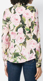 Rose Print Silk Chiffon Blouse