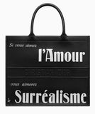 Book Tote Bag in Printed Calfskin, Black