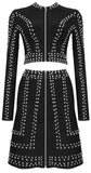 Studded Crop Top and Skirt Set