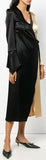 Color-Contrast Satin Wrap Dress