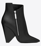 Niki Wedge Bootie in Leather - Black