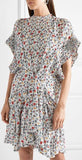 Ruffle-Trimmed Pleated Floral-Print Georgette Mini Dress