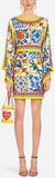 Printed Knee-Length Wide-Sleeve Tunic Dress